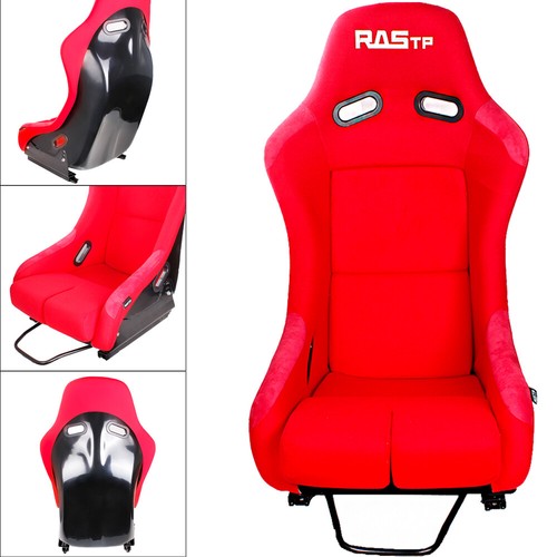 Full Red Universal Racing Adjustable Bucket Reclinable Seats & Slider ...