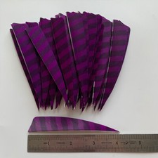 50PCS 4inch Striped Purple Shield Fletches Feathers Fletching RW LW