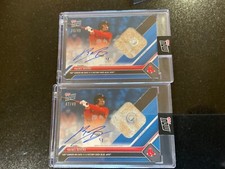 Rafael Devers Brave 150th HR 2023 TOPPS NOW 236B On-Card Auto Base Relic Blue 49