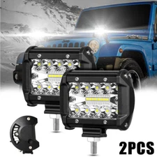 2pcs 4INCH Tri-Row LED Light Bar 200W Driving Fog Lamp Heavy Duty Combo Beam