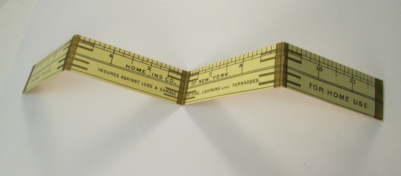 1889 Home Insurance Co. Of New York Folding Paper Ruler Calendar Advertising
