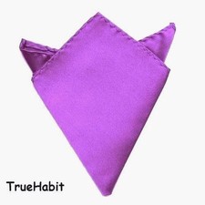  98 Bloomingdales Mens Solid Purple Handkerchief Dress Casual Silk Pocket Square
