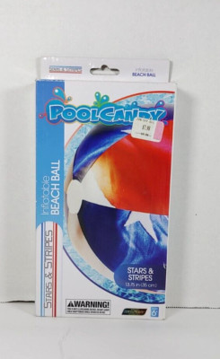 Pool Candy Stars & Stripes Inflatable Jumbo Beach Ball 13.75 In ( ages 6+) New