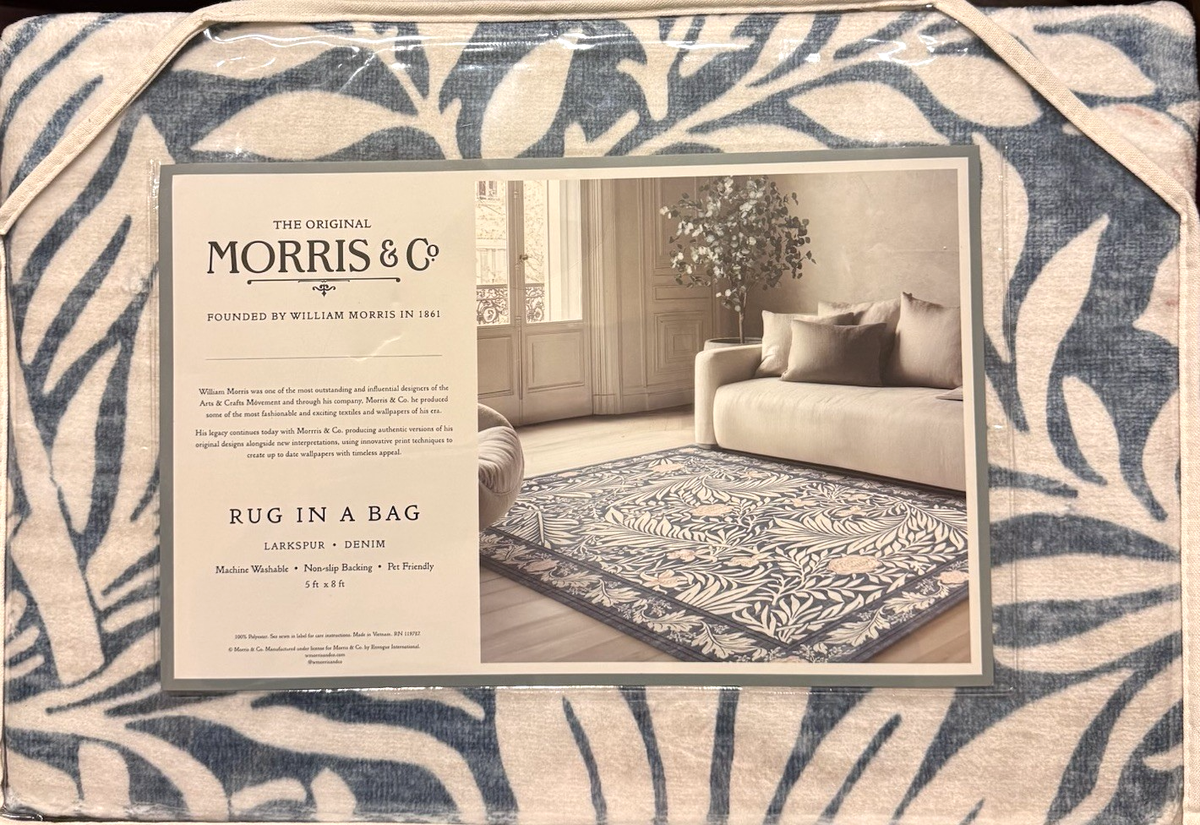William Morris & Co Larkspur Denim Blue Area Rug 5ft x 8ft 5x8