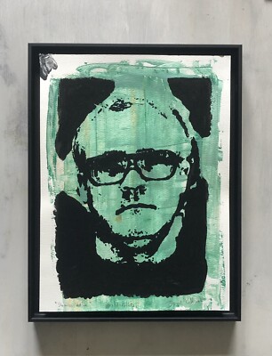 Moderne Abstrakte Figurative Kunst  Unikat  Gerahmt  Porträt Damien Hirst