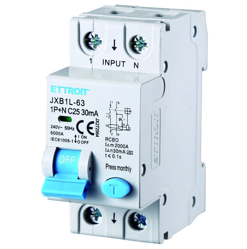 ETTROIT Interruttore Magnetotermico Differenziale Tipo A 1P+N 25A 6KA 30mA 220V