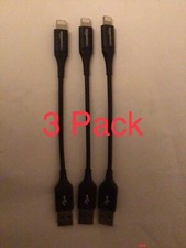 Amazon Basics Black 4 Inch USB to Lighting Apple Charging Cable 3 Pack Open Box