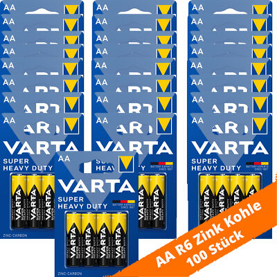 100 x Varta AA R6 Batterien 2006 Super Heavy Duty Superlife Mignon Zink Kohle 