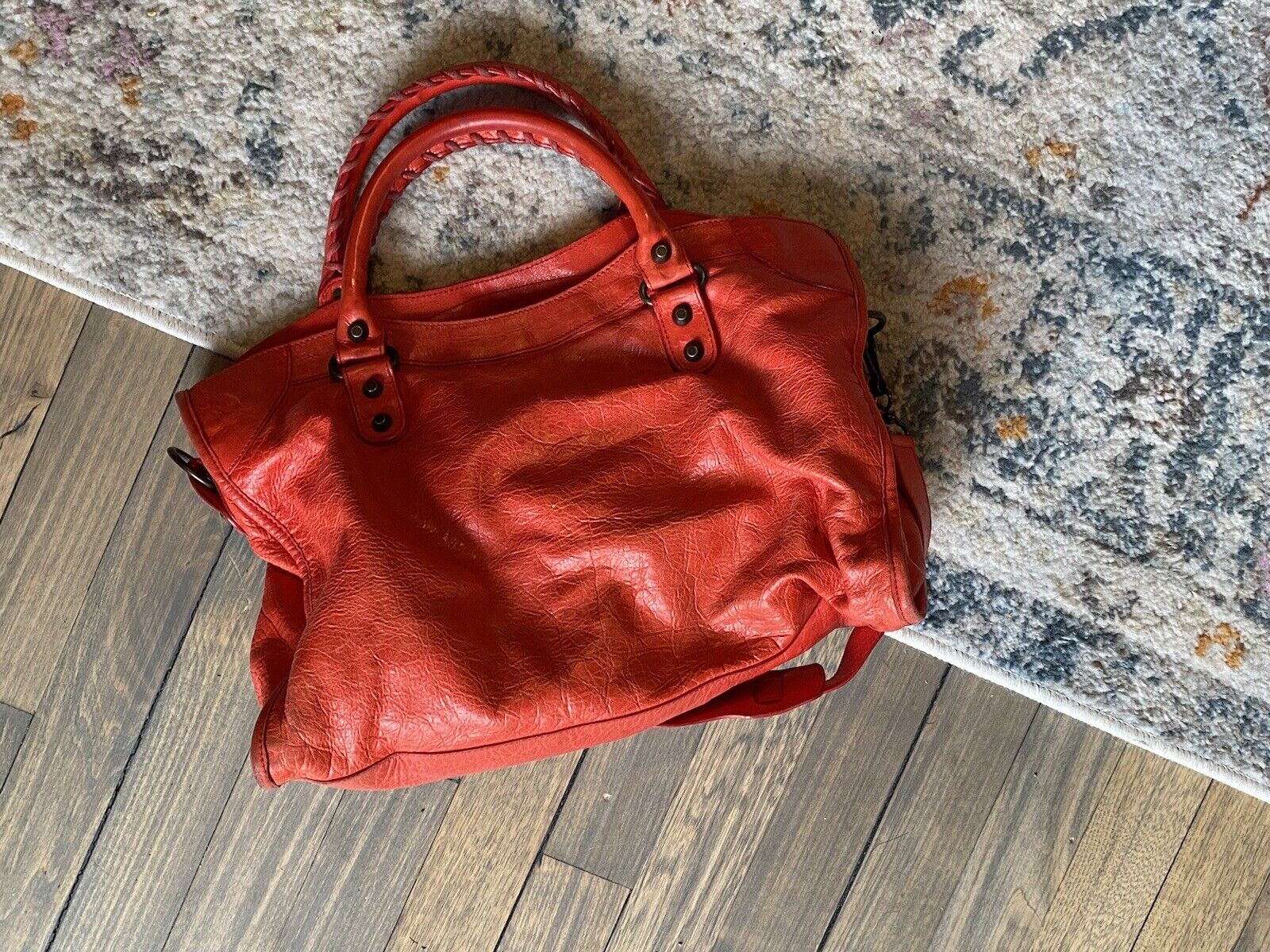 Balenciaga Classic City Leather 2 Way Shoulder Bag Red 100% AUTH 