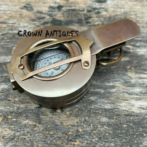 Vintage Solid Brass WWII Military Pocket Compass Antique Compass Designer Gift - Picture 3 of 16