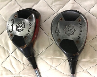 Ben Hogan 2 pc Laminated Fairway Wood set 3,4 Wood, steel shafts, original grips