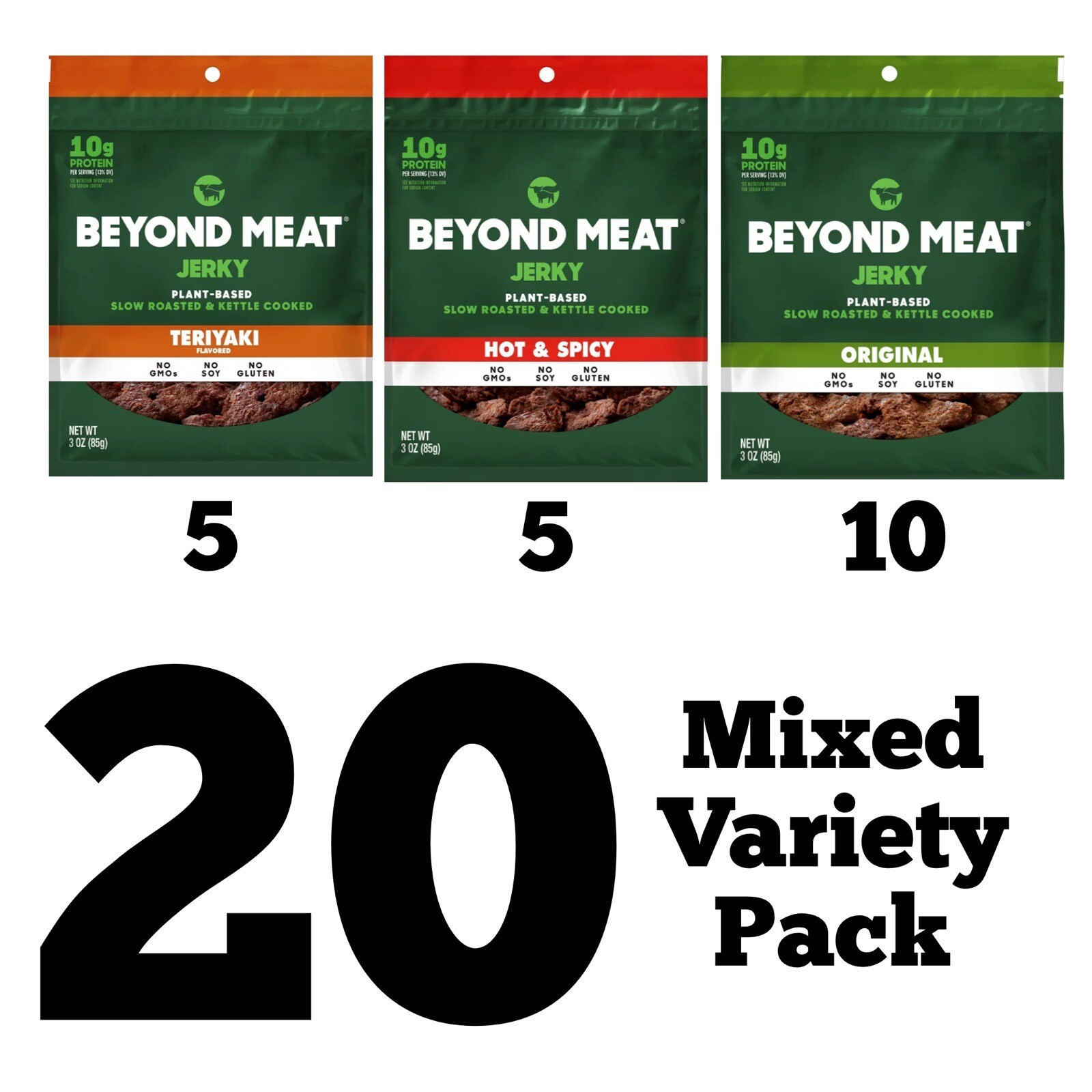 20 Bags Beyond Meat Plant Jerky ORIGINAL TERIYAKI HOT & SPICY Vegan ...