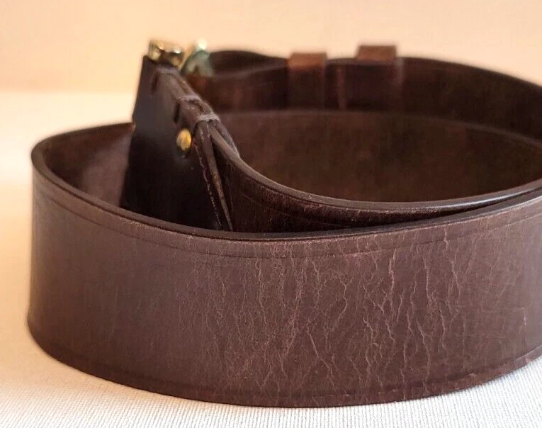 Cinturón Mujer Diseñador Vince Camuto Marrón Cuero Genuino Latón Cierre Estilo Talla M Foto 4 de 4