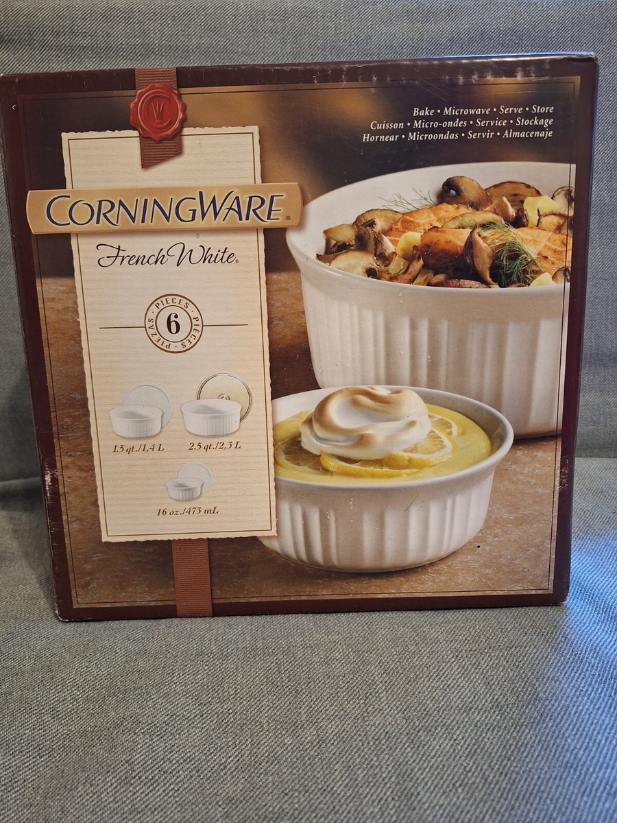 NEW CorningWare FRENCH WHITE Round 6pc Set -Bake, Serve NEW CorningWare FRENCH WHITE Round 6pc Set -Bake, Serve