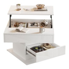 Coffee Table with 360° Rotating, Lift Top, Hidden Storage Compartment & 1 Drawer