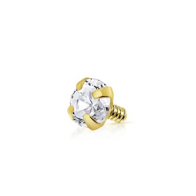 14K Solid Gold Internally Threaded Prong CZ Anchor Tops Dermal Piercings Jewelry