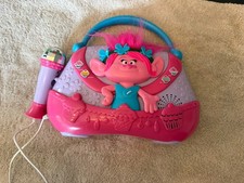 Trolls Poppy Sing Along Boombox Microphone MP3 Karaoke Portable Tested Working