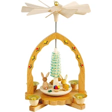 Richard Glaesser Easter Pyramid Rabbits 8in German Wooden Decor Candle Carousel