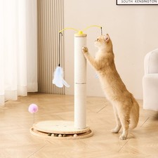 26 Inch Cat Tree Scratching Post Solid Wood Base Sisal Rope Ball Track Toy