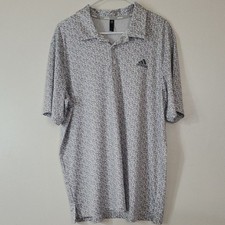 Adidas Mens Golf Polo Size Large Micro-Floral White Black