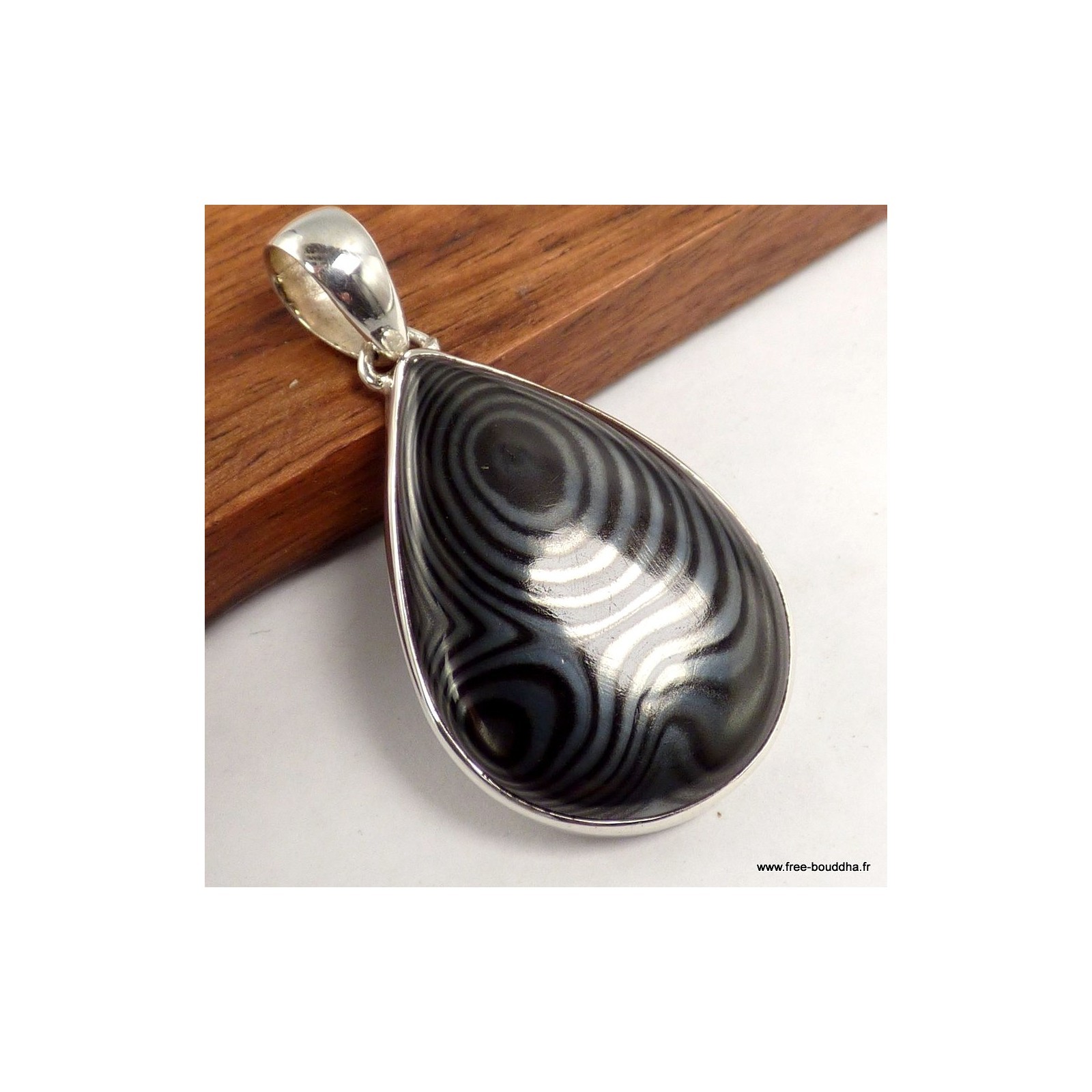 Pendentif Malachite Noire Psilomélane Argent 925 Bijou Boho Chic Quotidien