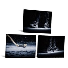 Sports Canvas Art Decor Play Hockey Picture Painting Print Winter Sport Small