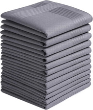 Mens Grey Pure Cotton Handkerchiefs with Hem Pack of 12 Pieces Hankies