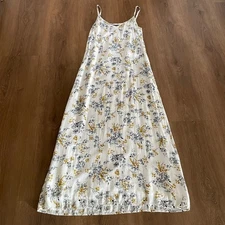 Michael Stars White Floral Print Maxi Dress Strappy Cottagecore Size S