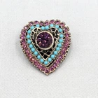 Vintage Rhinestone Tiered Heart Brooch