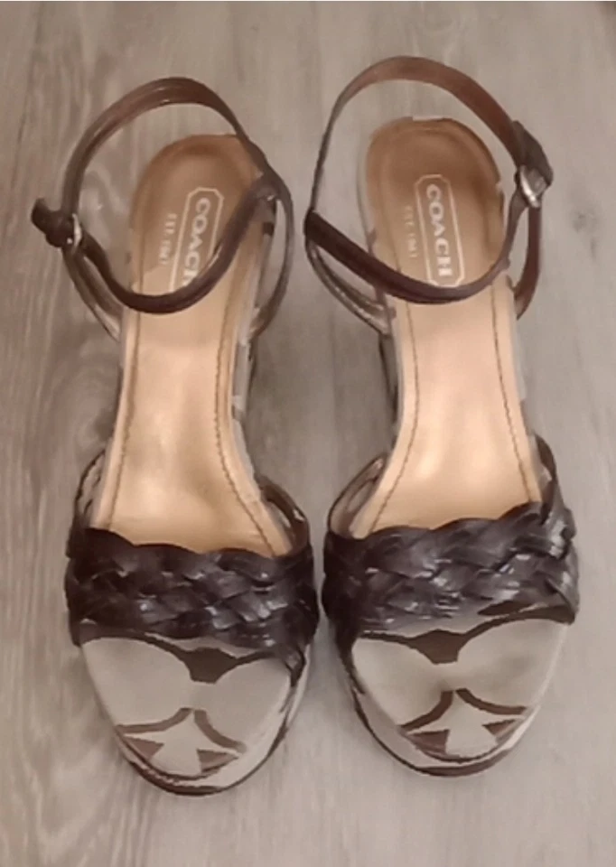 Coach Rose Women's Size 8.5 leather Espadrille Wedge Open Toe - Image 2 of 4