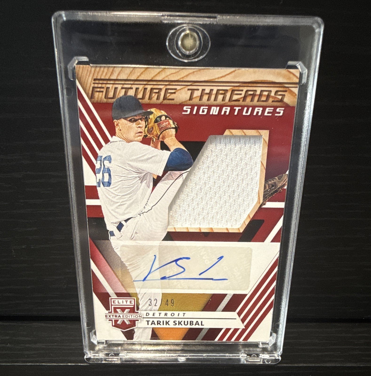 Panini 2020 Elite Extra Edition Tarik Skubal FTS-TS Red /49 Auto Patch RC view 1