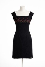 Vtg Whimsigoth Babydoll Y2K Black Goth S Mini Dress Fairy Embroidered Roses