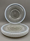 Set of 4 1940s Vintage Anchor Hocking Moonstone Hobnail 8.5" Luncheon Plates