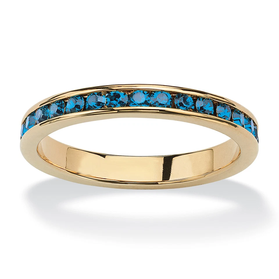 Simulated Birthstone Gold-Plated Eternity Band - Image 3 of 4