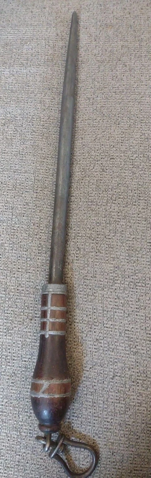 WORTH SHEFFIELD ENGLAND BUTCHERS SHARPENING STEEL TOOL Inlaid Knife Honing 20"