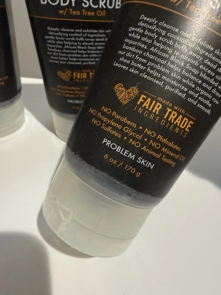 3 Shea Moisture African Black Soap Bamboo Charcoal Body Scrub FULL SIZE 6 oz. - Image 2 of 2