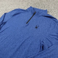 Spyder Pullover Mens S Blue Active 1/4 Zip Long Sleeve Base Layer Top Proweb Gym