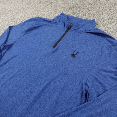 Spyder Pullover Mens S Blue Active 1/4 Zip Long Sleeve Base Layer Top Proweb Gym