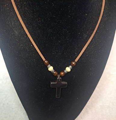 Handcrafted Native American Hematite Cross Necklace Made in the USA