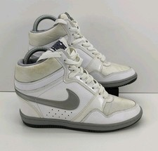 Nike Shoes Womens Sky Hi White Silver Hidden Wedge Heel Trainers Force 2014 UK 5