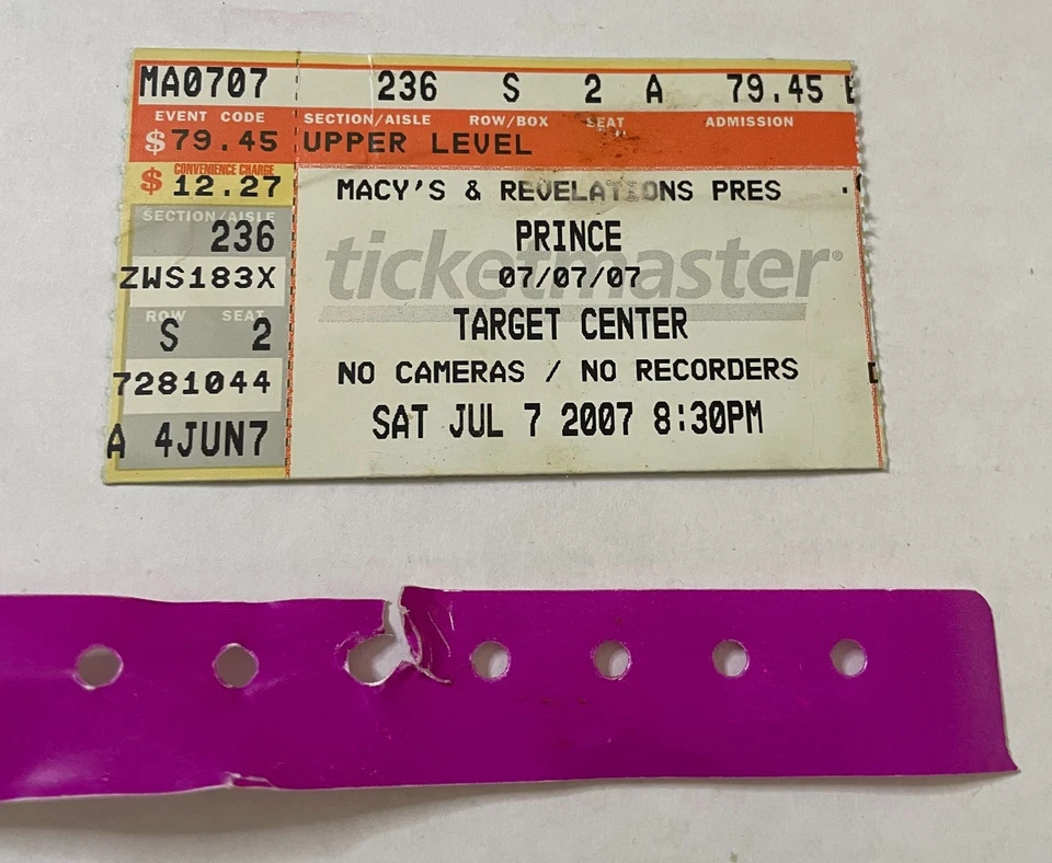 Редкие билеты на концерт Prince 7/07/07 Last Show At First Avenue Minneapolis + лот - Изображение 4 из 4