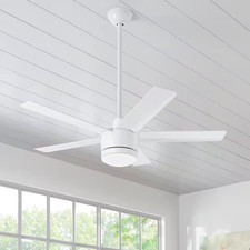 Merwry 48 In. Integrated LED Indoor White Ceiling Fan with Light Kit and Remote
