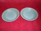 2 Vintage Fire King Green Jadeite Glass 7-1/2" Jane Ray Flat Ribbed Soup Bowls