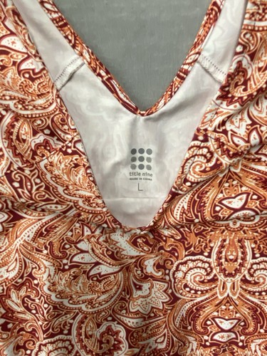 TITLE NINE Double Dare Dress Red Orange Paisley Size Large Sleeveless Athleisure - Picture 3 of 10