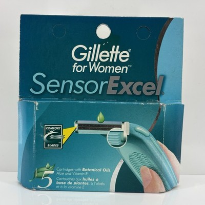 5 Gillette Sensor EXCEL Women s Shaver Razor Blades Refill Cartridges NOS