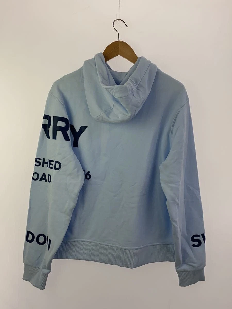 FELPA CON CAPPUCCIO BURBERRY HORSE FERRY M VERSIONE TISSI BLU 8040768 STAMPA LOGO usata