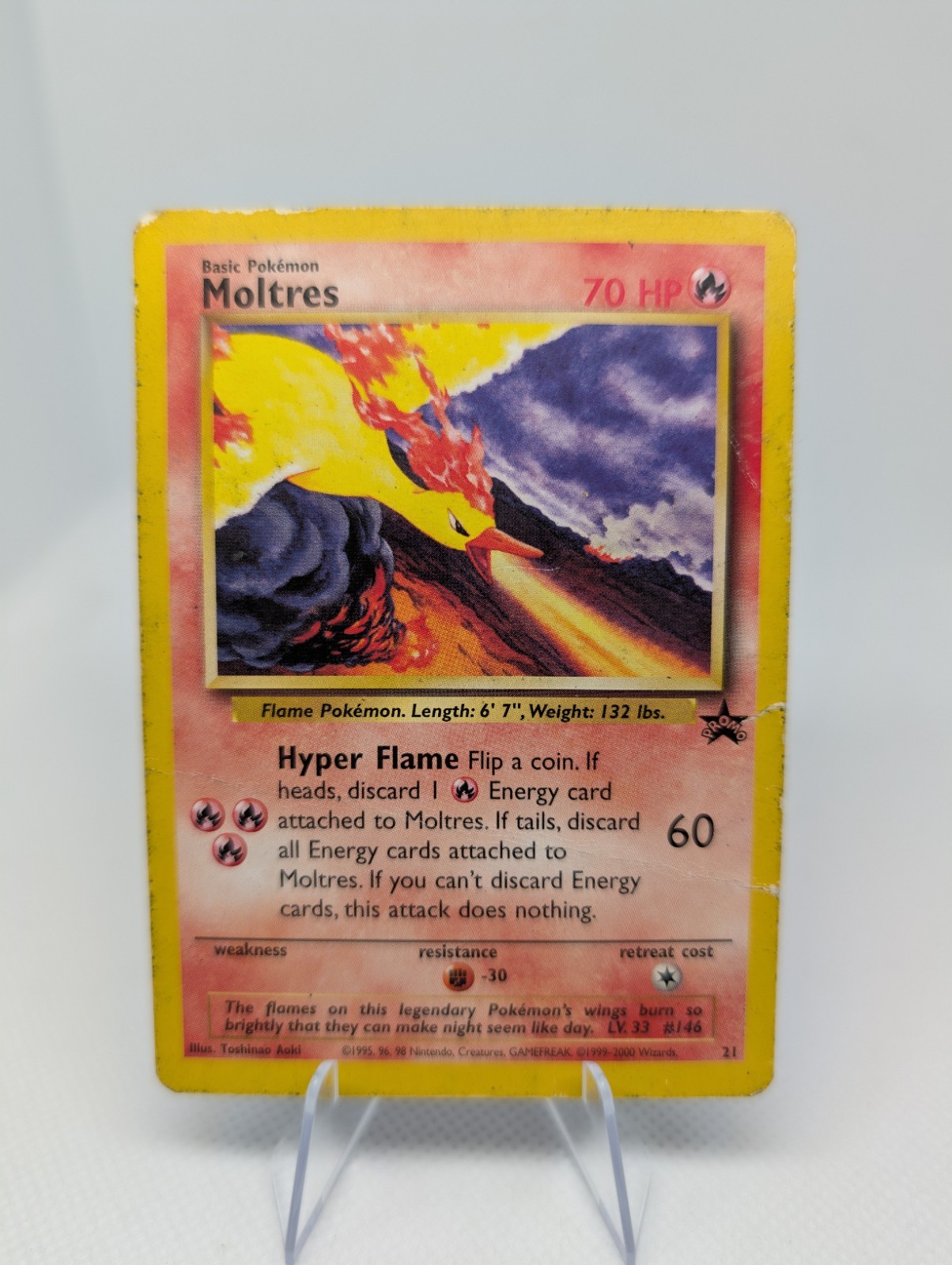 Moltres Black Star Promo 21 - VINTAGE WOTC Pokemon TCG Card - 2000 - HP DMG