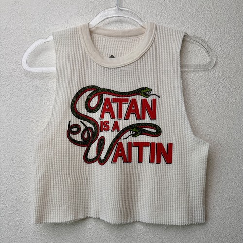 Indera Satan Is A Waitin Snake Graphic Thermal Crop Tank Top Large