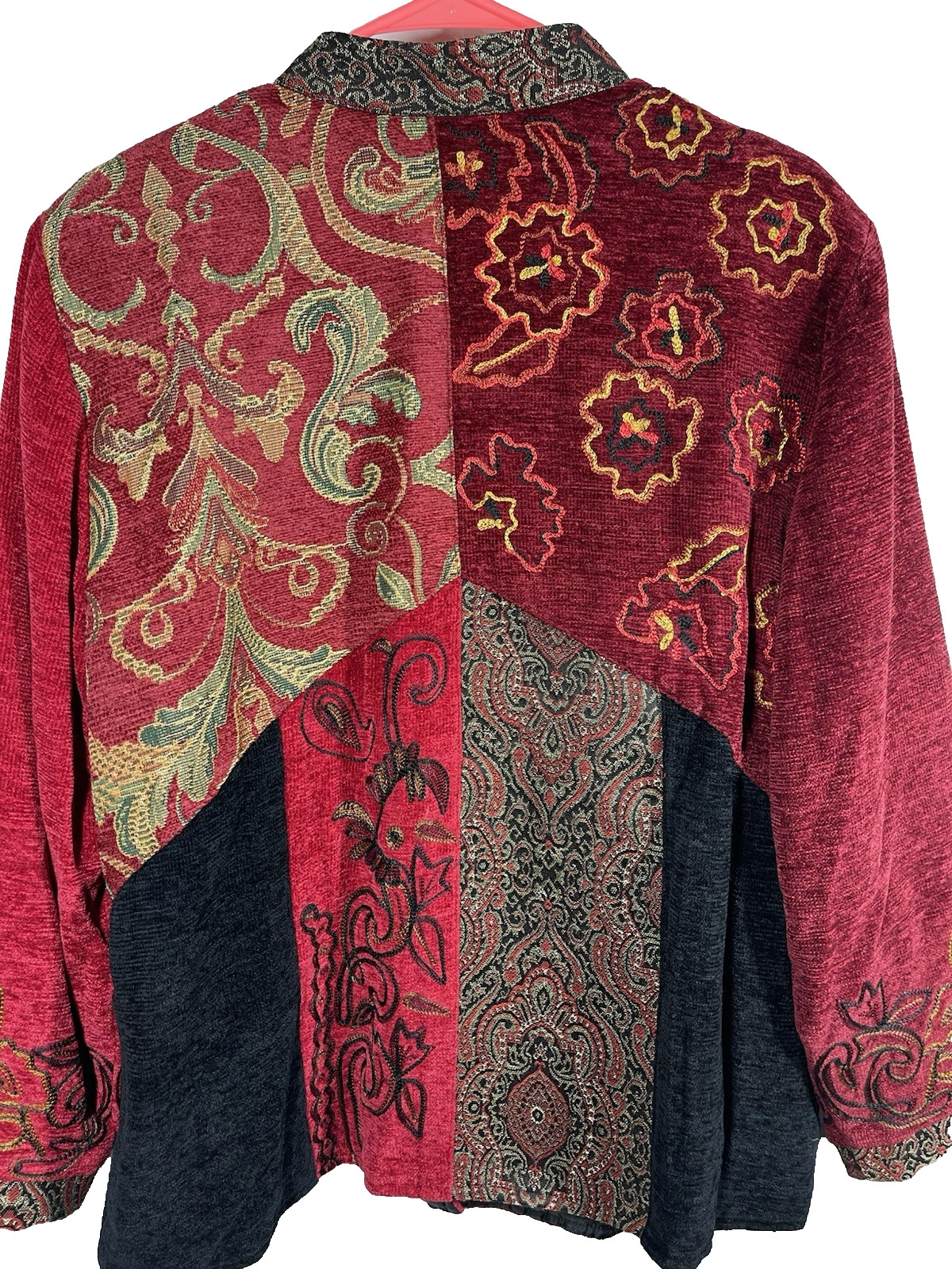 Vintage Red Tapestry Patchwork Jacket Size Large … - image 7