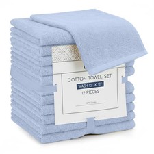 Premium 12x12 Washcloth Light Blue 100 Cotton Zero Twist Towels Absorb...
